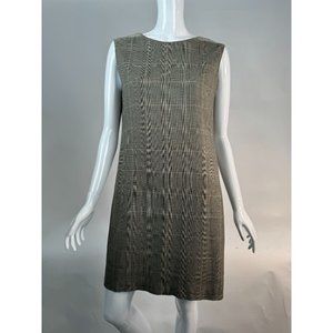 Chaus Petite Tan and Black Plaid Shift Dress 10P Rayon